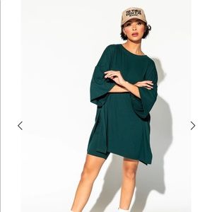 LALA Green Biker Short Set